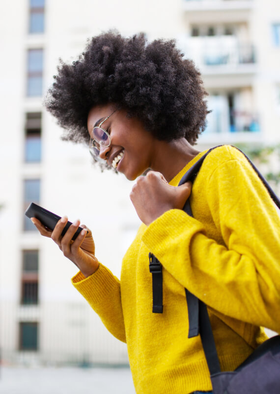 Young woman looking at a smartphone